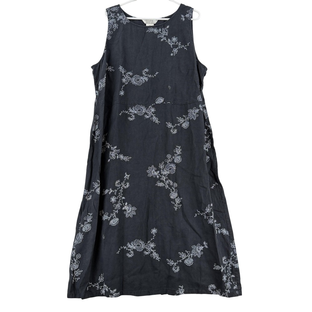 John Paul Richard Dress Womens 3X Black Floral Sleeveless Shift Midi Casual